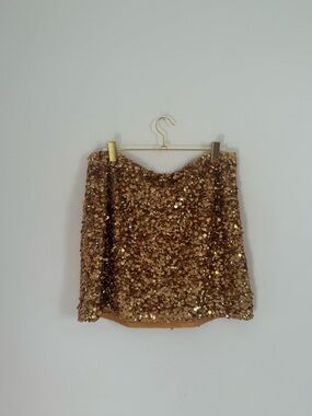 Gold sequin mini skirt